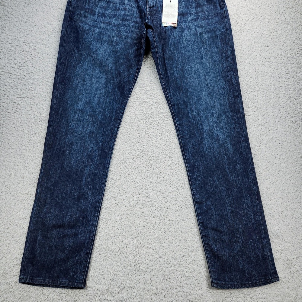 Robert Graham The Perfect Fit Jeans Mens 36x32 Dark Indigo Floral Stretch Denim - Picture 5 of 16